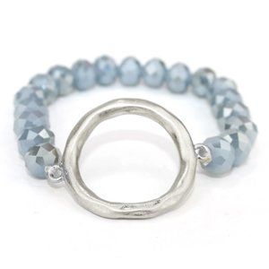 NWT Boho  Metal ring and facet stone stretch bracelet